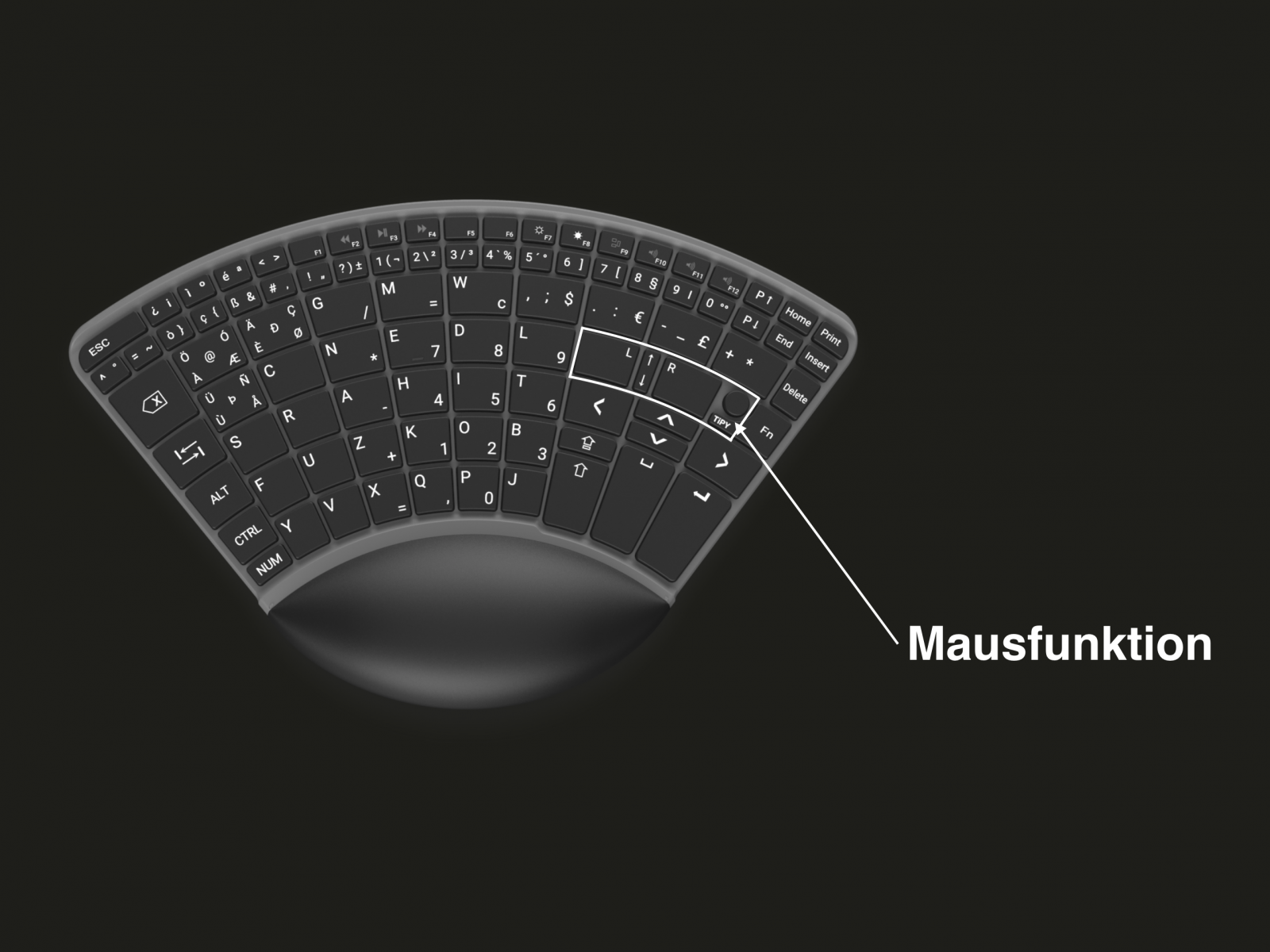 Tipy, Keyboard, Tastatur, Einhand, Einhandtastatur, Hand, One, Computer, Barrierefrei, handicap